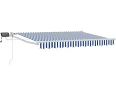 Rankinė ištraukiama markizė su LED Mėlyna ir balta 25 x 2 m