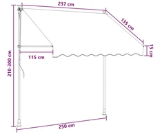 Rankinė sulankstoma markizė Įvairiaspalvis 250 x 115 x 300 cm