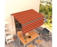 Rankiniu būdu ištraukiama markizė, oranžinė ir ruda, 3,5x2,5m