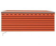 Rankiniu būdu ištraukiama markizė, oranžinė ir ruda, 3,5x2,5m