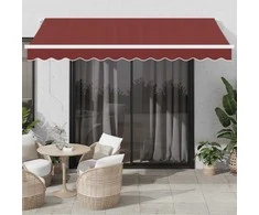 Rankiniu būdu ištraukiama markizė su LED, bordo, 350x250cm