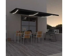 Rankiniu būdu ištraukiama markizė su LED, antracito, 600x350cm