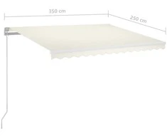 Rankiniu būdu ištraukiama markizė su LED, kreminė, 350x250cm