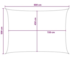 Saulės šešėlio audinys 5 x 8 m HDPE Stačiakampio