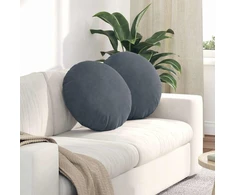 Sėdynių pagalvėlės 2 vnt. Aksomas Tamsiai pilka Ø50 x 19 cm