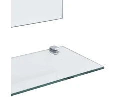 Sieninis veidrodis su 5 lentynomis, sidabrinis, 100x60cm