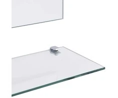Sieninis veidrodis su 5 lentynomis, sidabrinis, 80x60cm