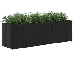 Sodo loveliai su vazonais, 2vnt., juodi, 105x30x32cm, ratanas