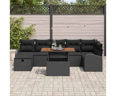 Sodo Sofų Rinkinys 8 pcs Juoda poliratanas