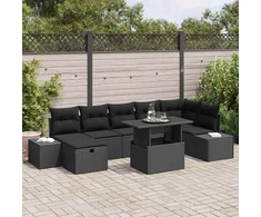 Sodo Sofų Rinkinys 8 pcs Juoda poliratanas