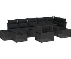 Sodo Sofų Rinkinys 8 pcs Juoda poliratanas