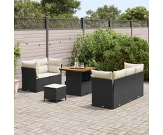 Sodo Sofų Rinkinys 8 pcs Juoda poliratanas