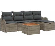 Sodo Sofų Rinkinys su pagalve 6 pcs Pilka Poli ratanas