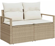 Sodo Sofų Rinkinys su pagalve 7 pcs Smėlio Poli ratanas