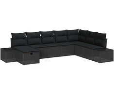 Sodo Sofų Rinkinys su pagalve 8 pcs Juoda Poli ratanas
