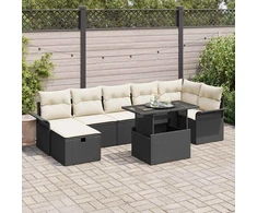 Sodo Sofų Rinkinys su pagalve 8 pcs Juoda Poli ratanas