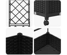 Sodo vazonas su treliu ir ratais Juoda 40 x 40 x 131,5 cm PP