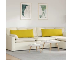 Sofa Pagalvės 2 pcs Geltona 120 x 40 cm Kordūrinis audinys