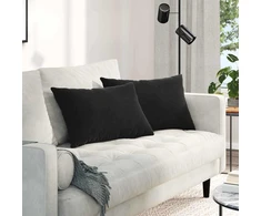 Sofa Pagalvės 2 pcs Juoda 60 x 40 cm Kordūrinis audinys