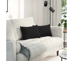 Sofa Pagalvės 2 pcs Juoda 50 x 30 cm Kordūrinis audinys