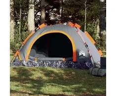 Stovyklavimo palapinė, pilka ir oranžinė, trivietė
