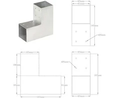 Stulpo sujungimas, 81x81mm, galvanizuotas metalas, L formos