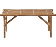Sulankstomas sodo suoliukas su pagalvėle, 118cm, bambukas