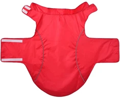 Šuns lietpaltis su šviesą atspindinčiomis juostelėmis, poliesteris, raudonas, 3XL