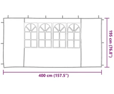 Šventinės palapinės šoninė siena 2 vnt. 400 x 195 cm Antracito