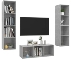 TV staliukas Televizoriaus spintelių komplektas, 3 dalių, betono pilkas, MDP