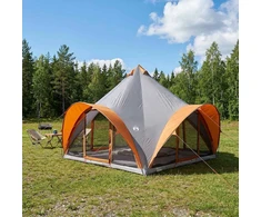 Tipi palapinė su stogu Pilka ir oranžinė 6 asmenims