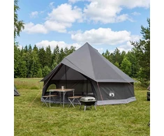 Tipi palapinė 12 asmeniui Ruda Pilka Poliesteris ir plienas