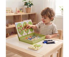 Tooky Toys Paėmęs žaislinis medinis magnetinis žaidimas Montessori galvosūkis vaikams, mokantis suskaičiuoti vaisius 81 el.