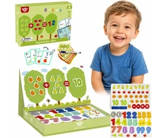 Tooky Toys Paėmęs žaislinis medinis magnetinis žaidimas Montessori galvosūkis vaikams, mokantis suskaičiuoti vaisius 81 el.