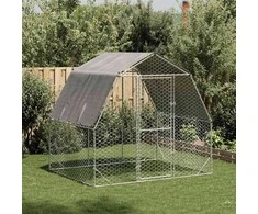 Vištienos bėgimas su stogu, 2,5x2x2,25m, galvanizuotas plienas