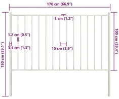 Tvoros plokštė su stulpais, baltos spalvos, 1,7x1m, plienas