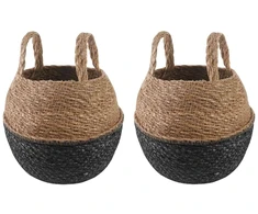 Vazonas su rankenomis 2 pcs Juoda Ø 22 x 20 cm 100% Jūros žolė