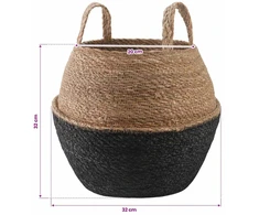 Vazonas su rankenomis 2 pcs Juoda Ø 32 x 32 cm 100% Jūros žolė
