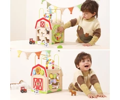 Viga Toys VIGA lavinamasis žaislas edukacinis kubas 7 viename Ferma