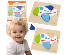 Viga Toys VIGA medinė dėlionė Spalvingas lėktuvas