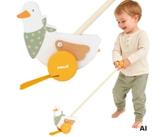 Viga Toys VIGA PolarB medinė žąsis ant pagaliuko vaikams nuo 12 mėn.