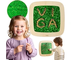 Viga Toys Viga sensorinė sieninė lenta su blizgučiais žalia auksinė