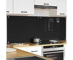 Virtuvės atbraila 2 pcs Juoda 80 x 60 cm grūdintas stiklas