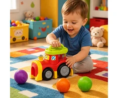 WOOPIE BABY interaktyvus traukinukas su šokinėjančiais kamuoliukais