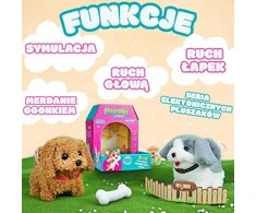 WOOPIE interaktyvus pliušinis šuniukas su kaulu Pudelis