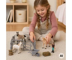 WOOPIE ūkio žirgų figūrėlių rinkinys Little Farmer 11 vnt. su priedais