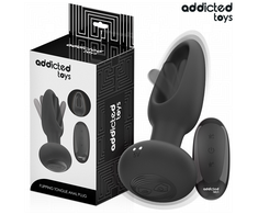 Addicted Toys Vibrating Plug with Remote &amp; Oscillating Silicone Tip 130mm