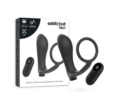 Addicted Toys Juodas Rechargeable Anal Plug &amp; Ring Set with Remote Control