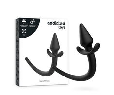 Addicted Toys Puppy Tail Silicone Plug - Ergonomic, Juodas, 7 cm