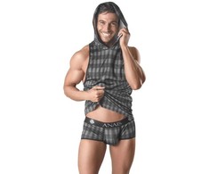Anais Men Accesories Anais Men Aegis Hooded T-Shirt M Pilkas Checked Pattern, Fitted Style